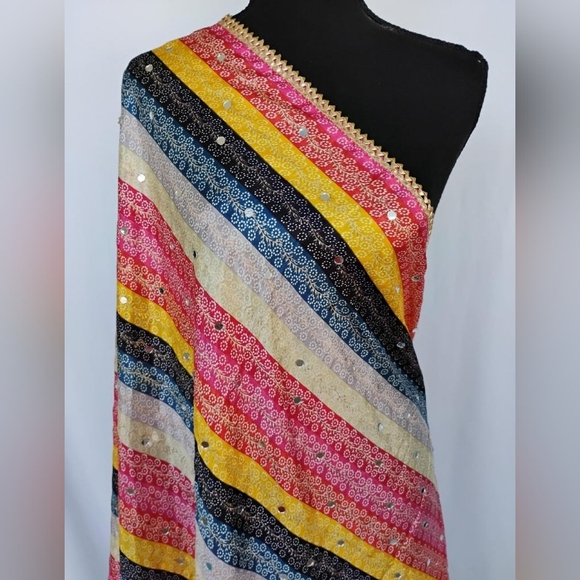 Mayas Other - Multicolor mirror Dupatta With Mirrors